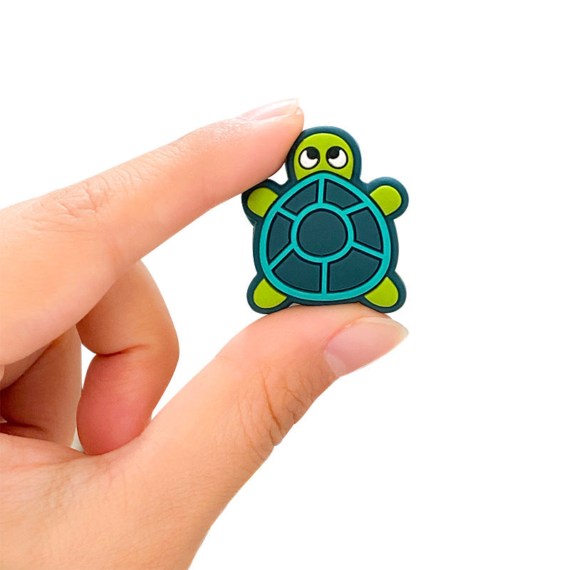Cuentas de silicona de tortuga de dibujos animados de 10 piezas al por mayor de 25 mm